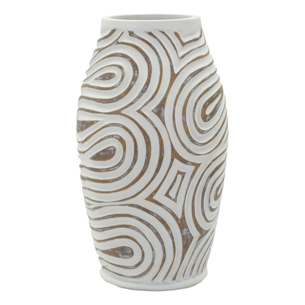Vaso Decorativo VKH1025, Bianco, Poliresina, 19,5x19,5x35 cm