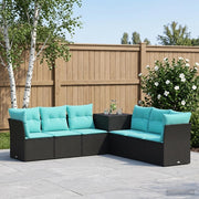 Set di divani 7 pz Nero e Blu Rattan sintetico e Acciaio 3448756