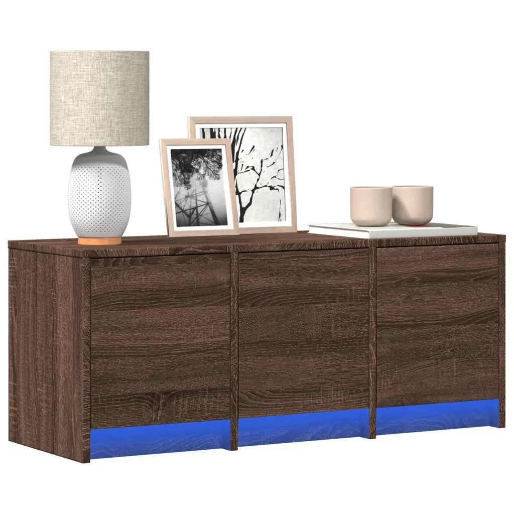 Mobile Porta TV con LED Rovere Marrone 97x34x40 cm Truciolato