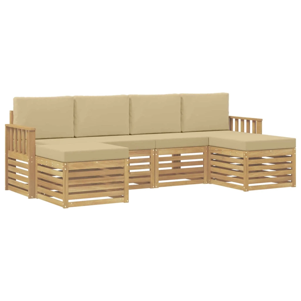 Set di divani da esterno 5 pcs Bianco e Beige