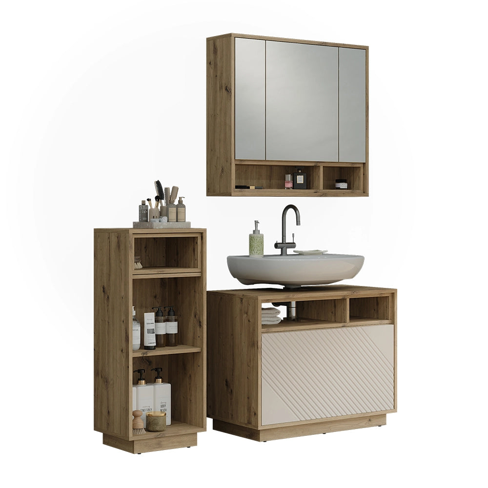 Set mobili bagno Beatrice Cachemire/Rovere artigianale Vicco