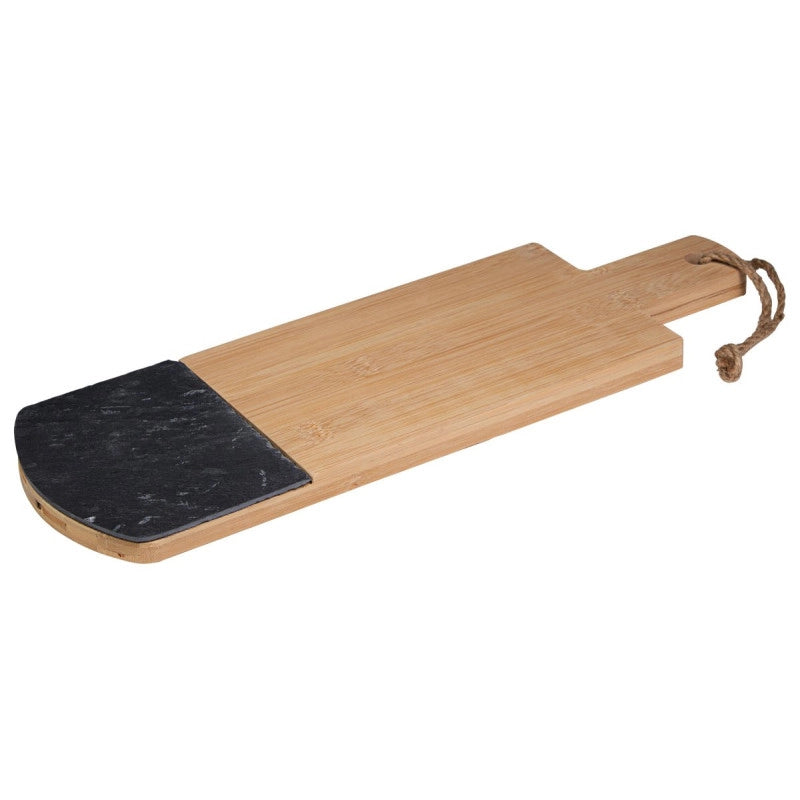 Set di 6 Taglieri Rettangolare Con Manico 42x13x2 Cm Legno/ardesia