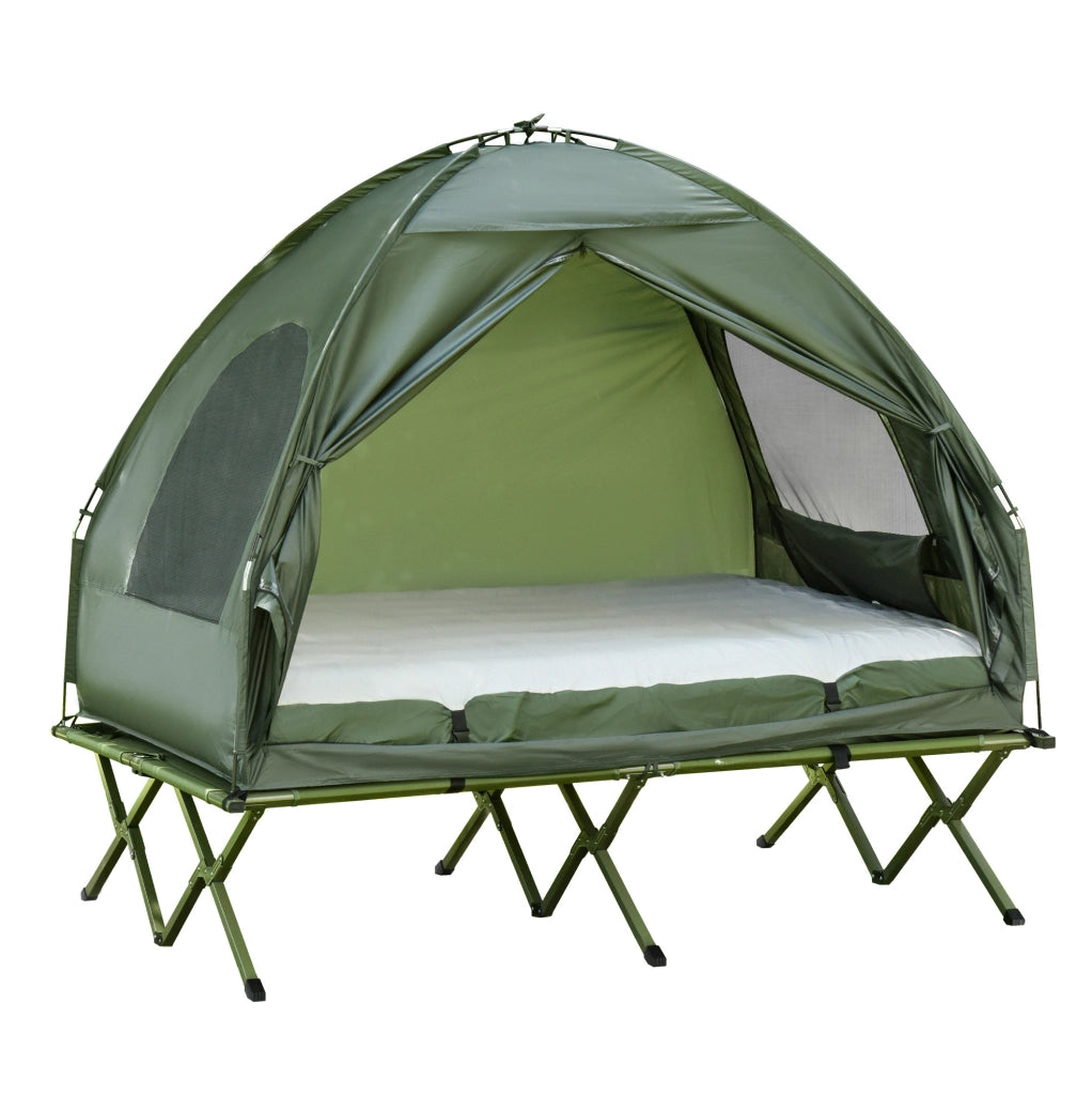 Set da campeggio rialzato 2 posti con tenda e materasso