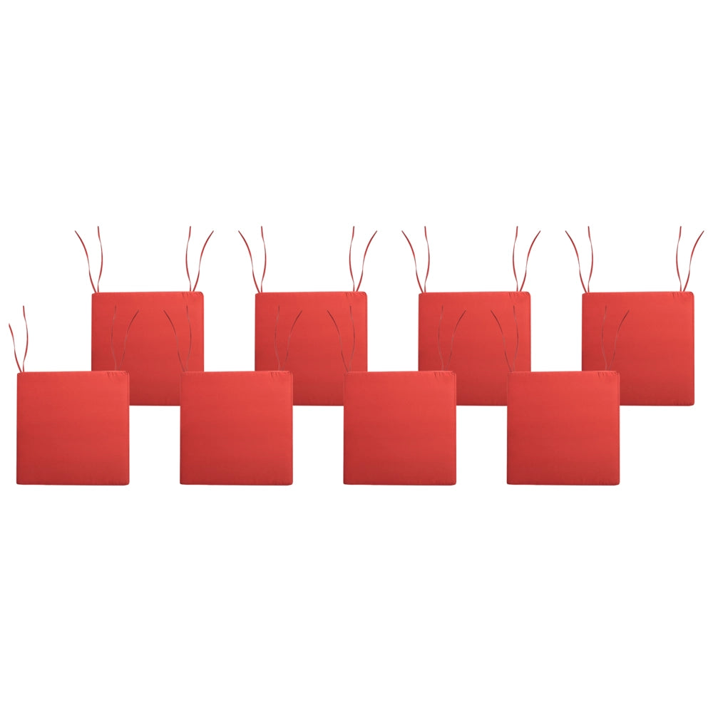 Set di 8 cuscini per sedie da giardino in tessuto poliestere resistente ai raggi UV Rosso