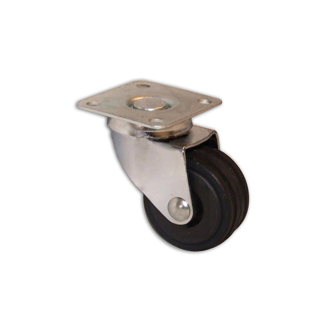 Ruota piroettante in nylon e gomma Ã˜ 50 mm. con piastra