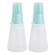 Set di Flaconi in Silicone da 2 - Testina a Spazzola Resistente al Calore - Confezione Riciclabile - Design di Copertura Transparente - Resistente a Macchie e Odi - Utilizzo Sostenibile - Spazzola per Olio