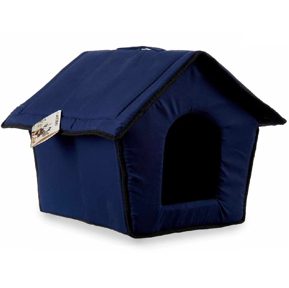 Casetta Pieghevole per Animali Domestici in Tessuto Blu 47x46x40cm Cani e Gatti