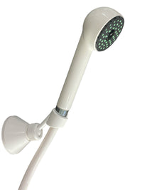 Kit per doccia bianco completo, con supporto, flessibile e doccetta