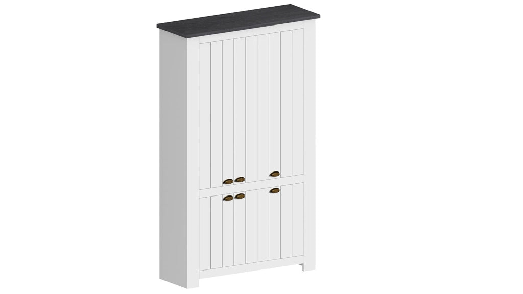 Scarpiera 6 Ante 114x42x200 cm Figo 6A Bianco Opaco/Report Grigio