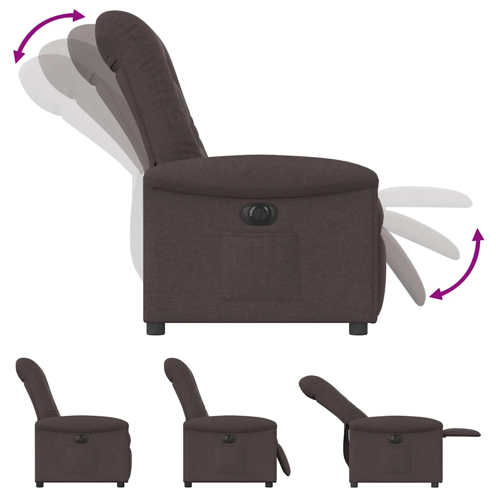 Poltrona | Sedia Relax Elettrica Reclinabile Marrone Scuro in Tessuto