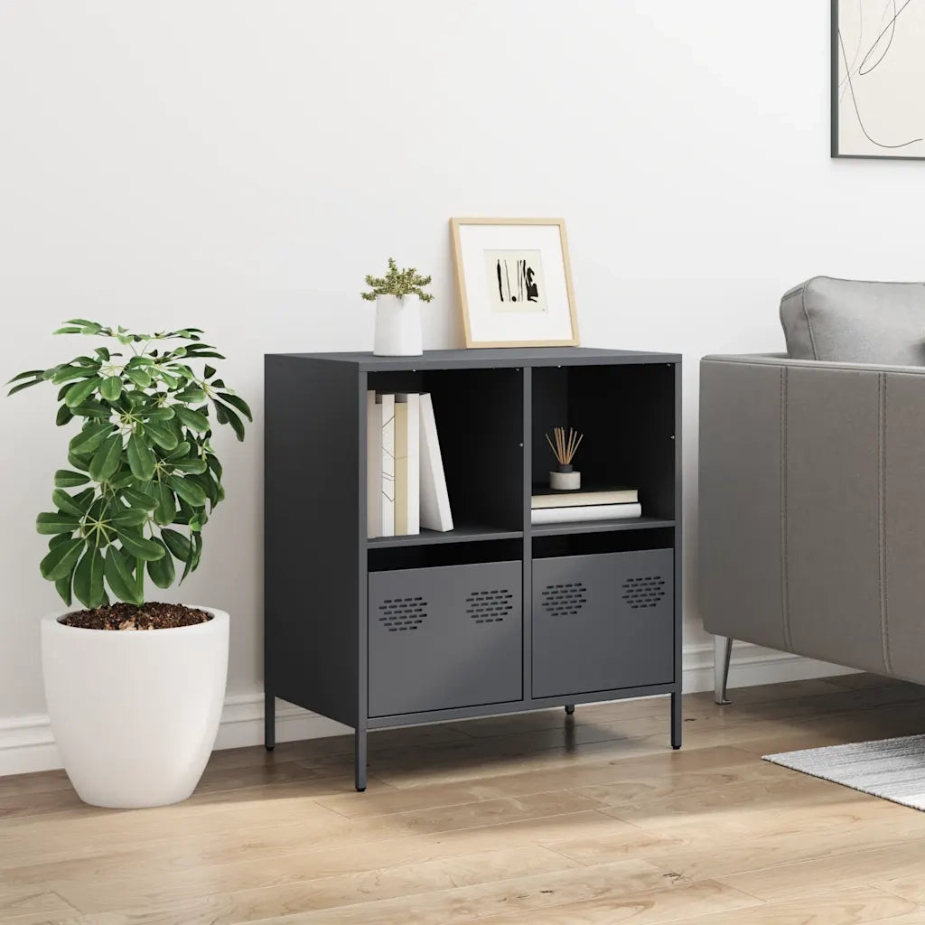 Credenza-Buffet-Armadio da cucina Antracite 68x39x73,5 cm in Acciaio Laminato a Freddo 177115