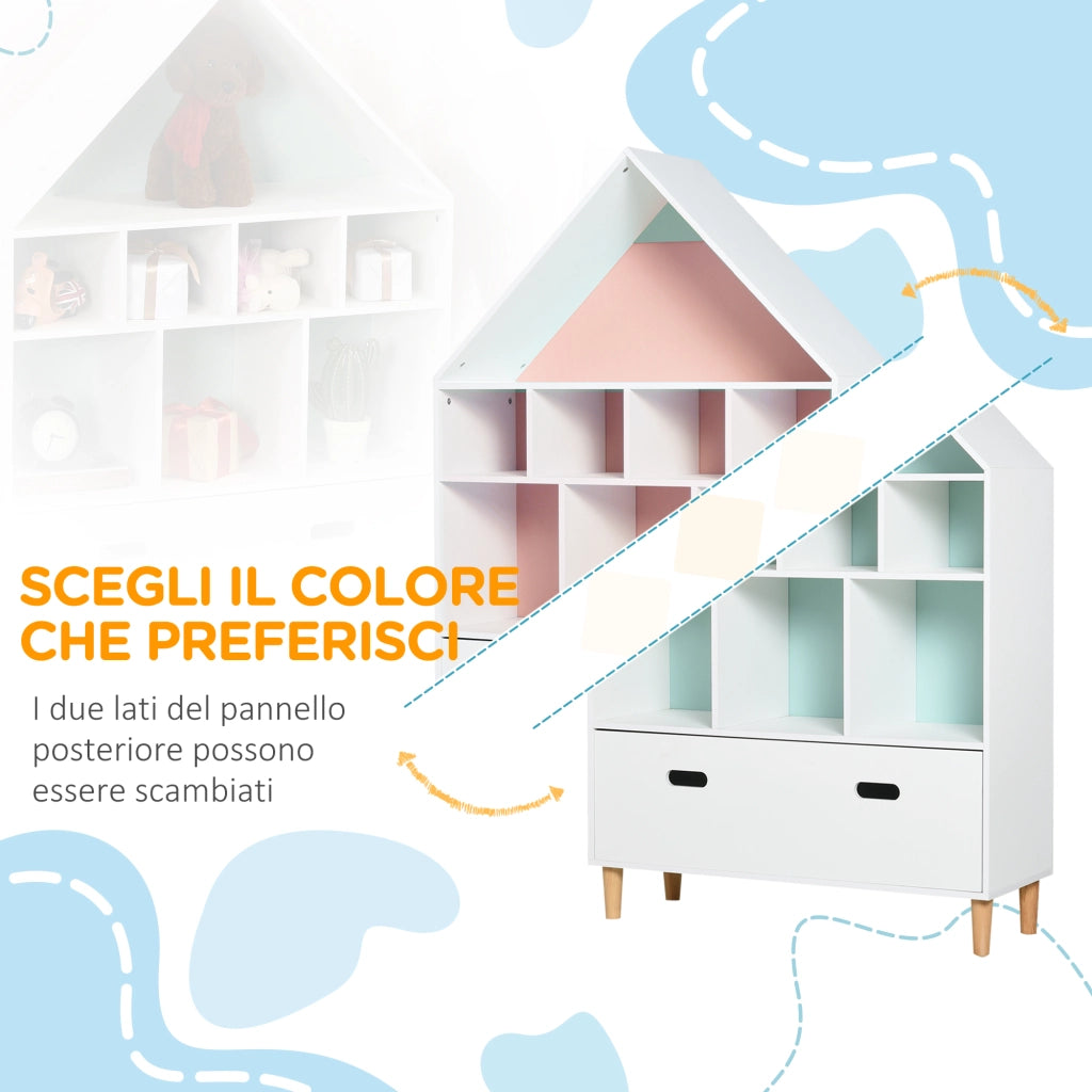 Libreria a cubi per bambini con mensole ¨C zephmum ¨C bianca, azzurra, rosa 82x30x126 cm