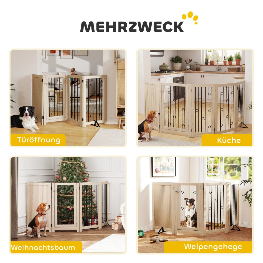 Cancello per animali domestici ¨C zephmum ¨C Grigio, MDF, Acciaio, 4 Pannelli
