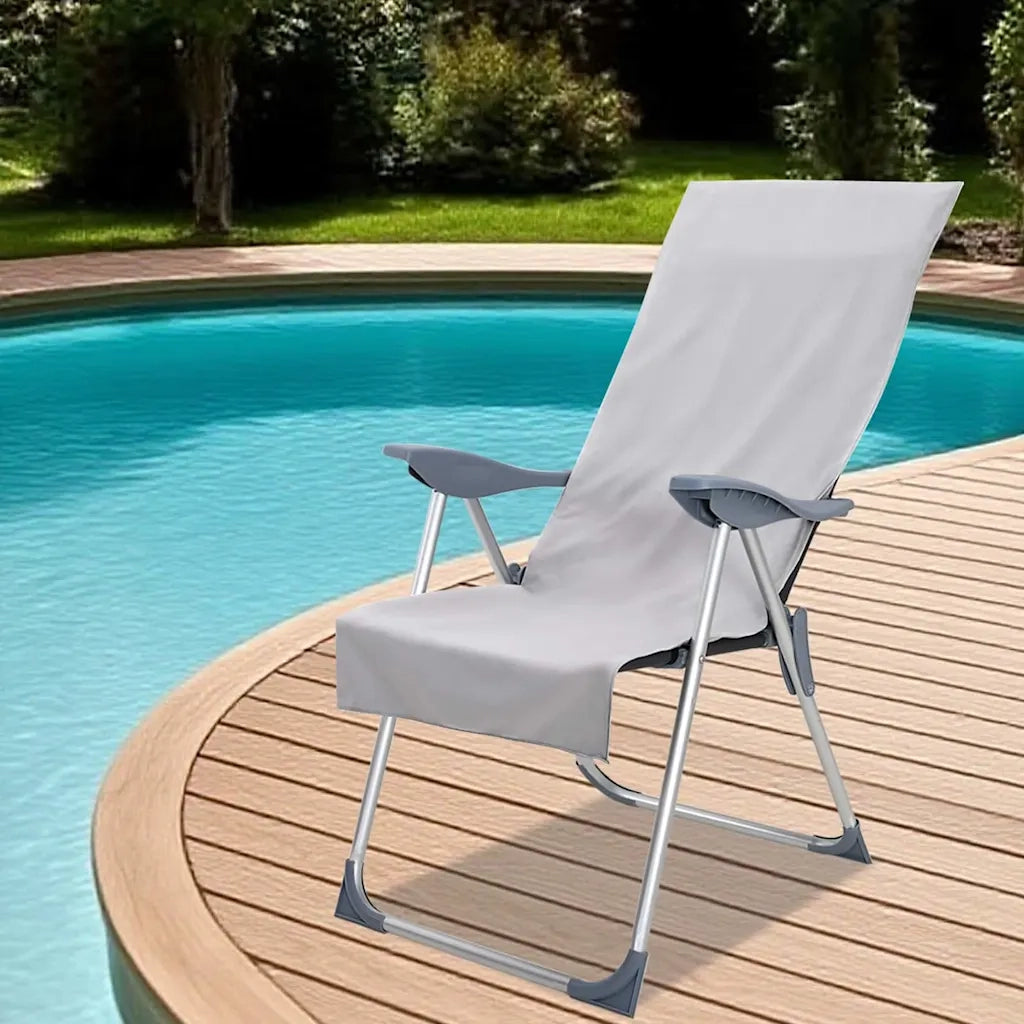 Asciugamani per Sedia Outdoor 2 pz | Teli per bagno Grigio 130 x 60 cm
