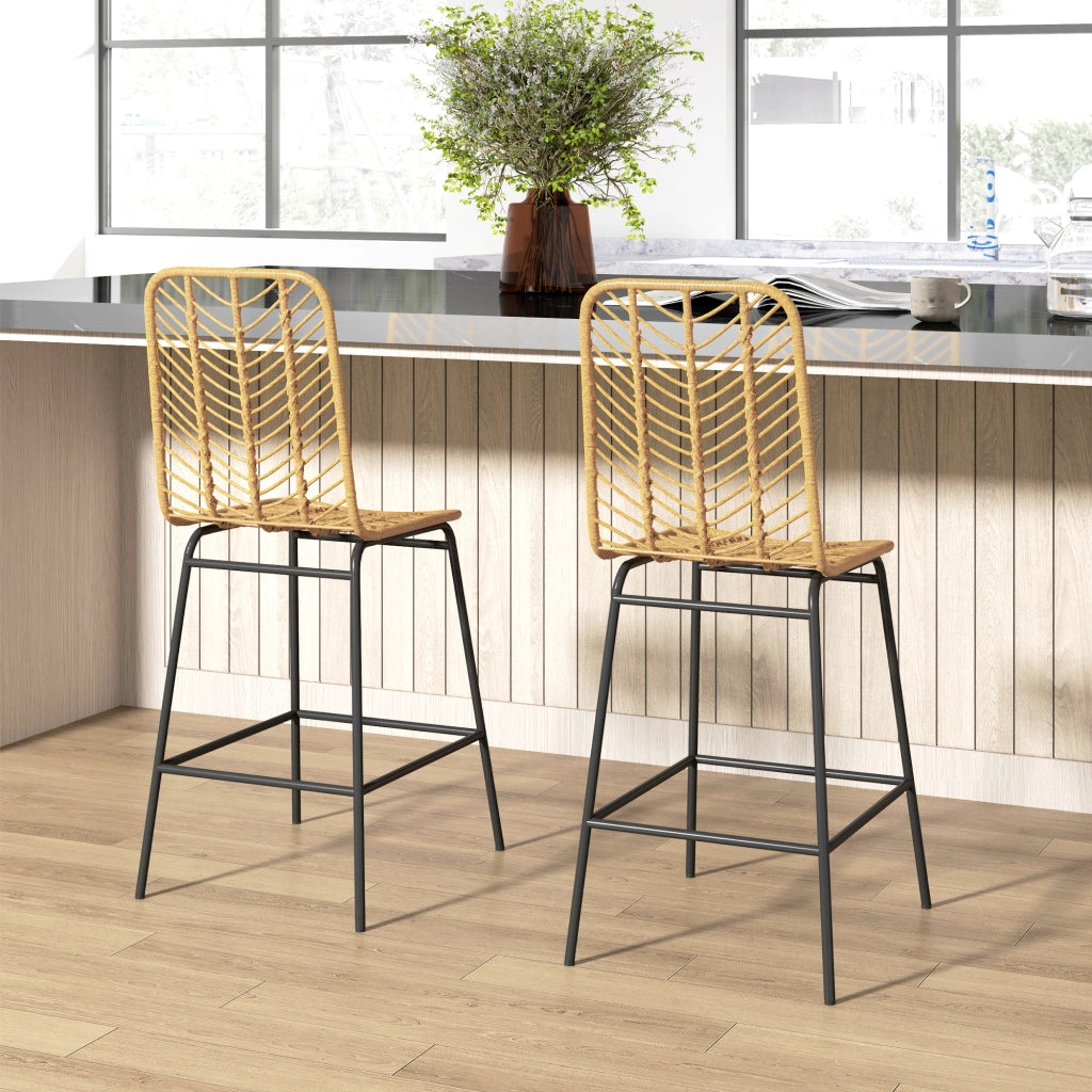 SGABELLO DA BAR Boho-Chic 42,5x52x102 cm Rattan Giallo