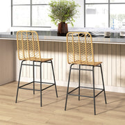SGABELLO DA BAR Boho-Chic 42,5x52x102 cm Rattan Giallo