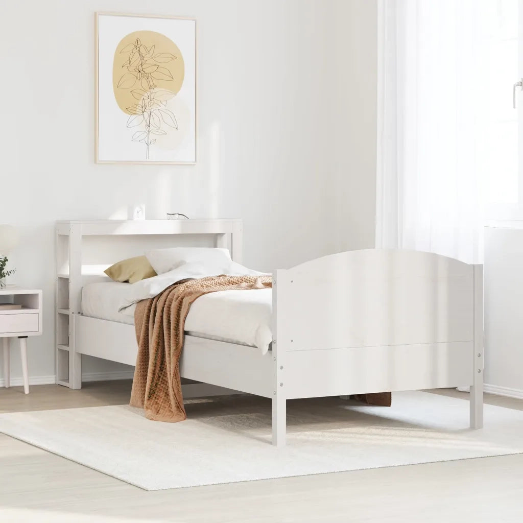 Letto singolo | Letto per adulti | Letto senza Materasso Bianco 75x190 in Legno Massello di Pino