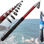 Trade Shop - Canna Da Pesca Telescopica Spinning Traina Bolentino Leggera In Fibra 2,1 Mt -