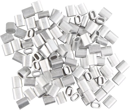 Crimpatura per cavi - 100 pezzi - Alluminio - Inox - Resistente alla corrosione - per cavi da 2,0 mm - Duraturo - Connettore per cavi