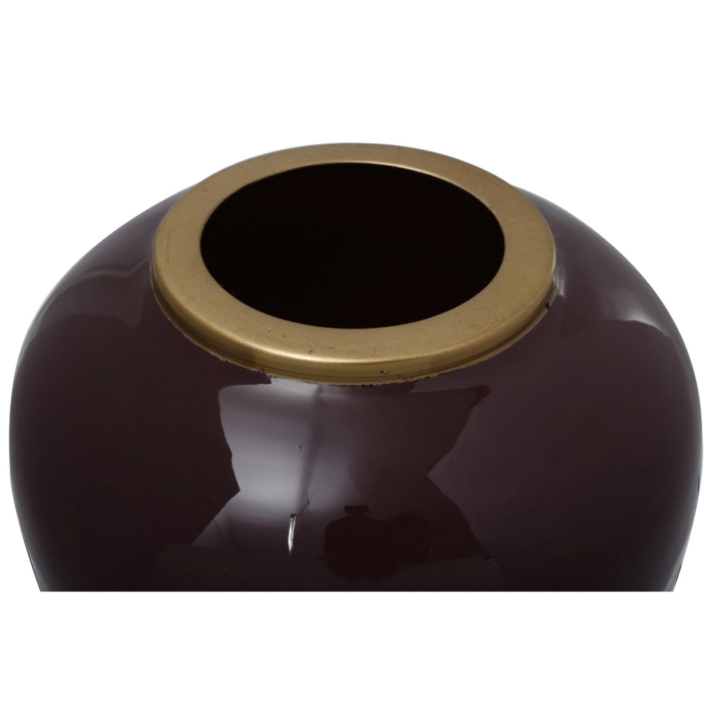Vaso Art Deco in metallo bordeaux e oro