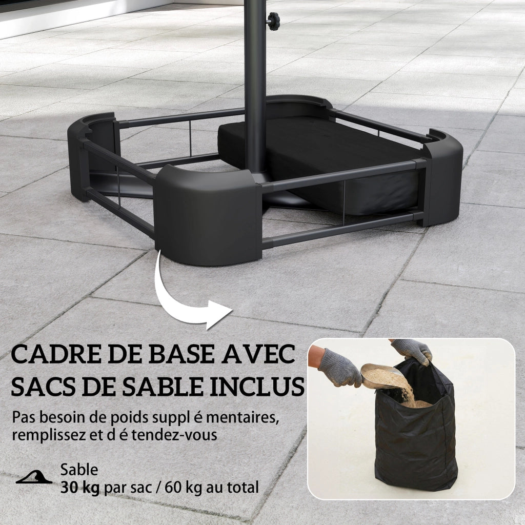 Ombrellone da giardino rettangolare doppia faccia con base e sacchi sabbia protezione UV50+ beige 295x148cm ¨C Xylo