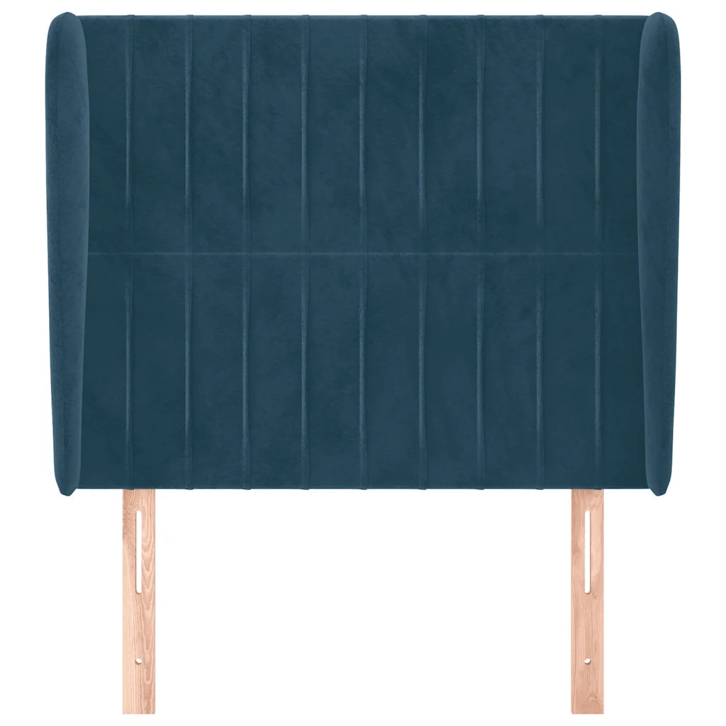 Testiera | Testata ad Orecchio Blu Scuro 93x23x118/128 cm in Velluto