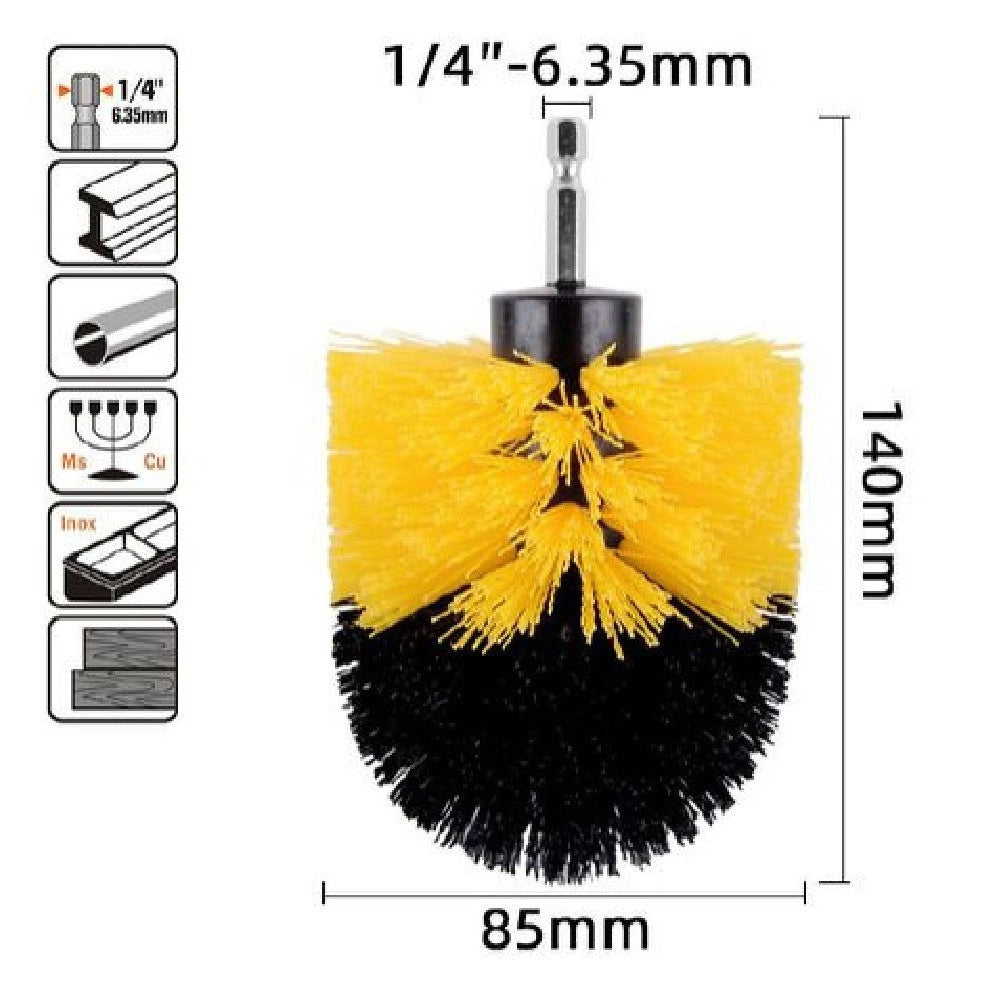 Trade Shop - Spazzola In Nylon 85 Mm Attacco 1/4" Rotante Trapano Elettrico Per Pulizia 57238 -