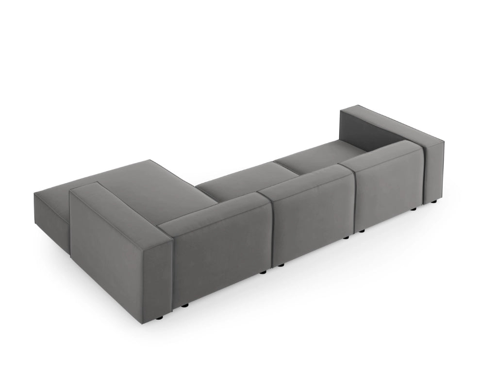 Cosmopolitan Design - Divano angolare destro "Arendal" 4 posti in velluto cemento 