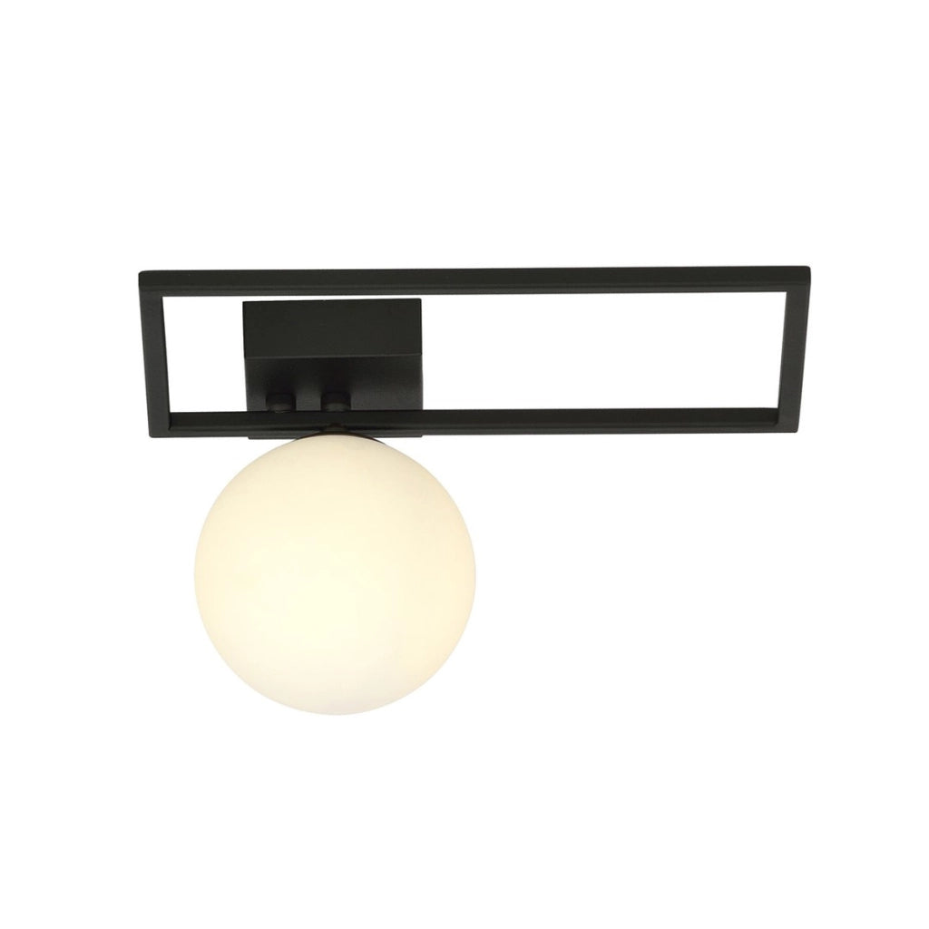 Lampada a soffitto Imago in metallo nero e vetro opalino