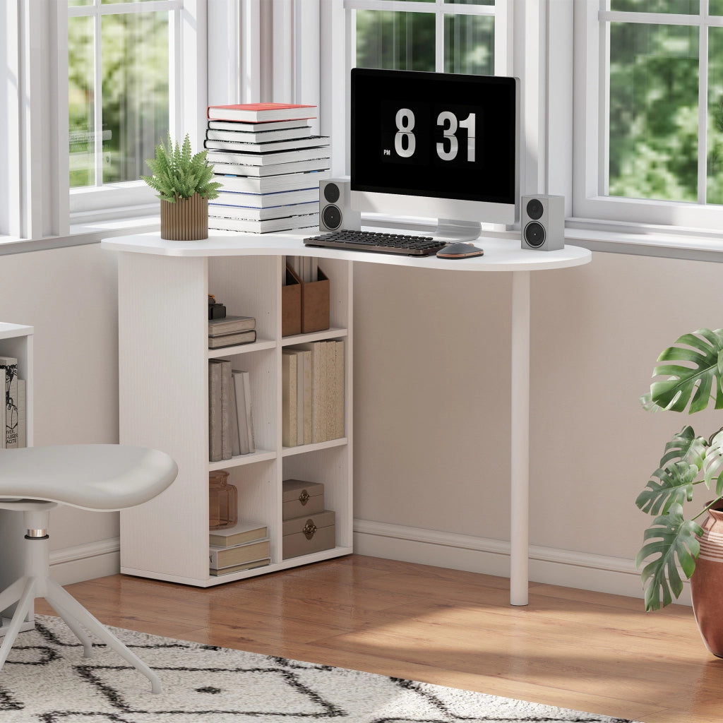 Scrivania con 6 cassetti e 4 ripiani regolabili ¨C Zephmum ¨C Bianco 100x59 cm