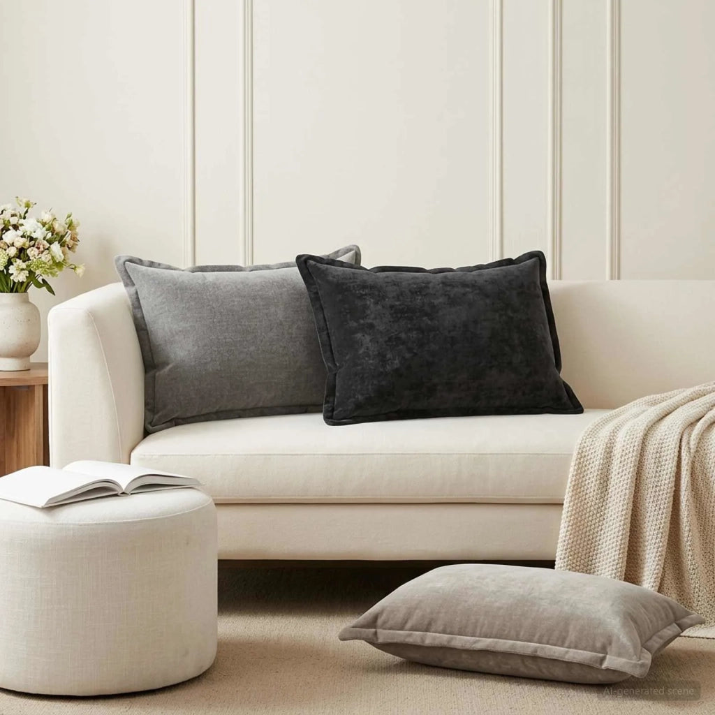 Federa 6 pz HOUTEN Grigio Chiaro 50 x 70 cm Tessuto Chenille 919538