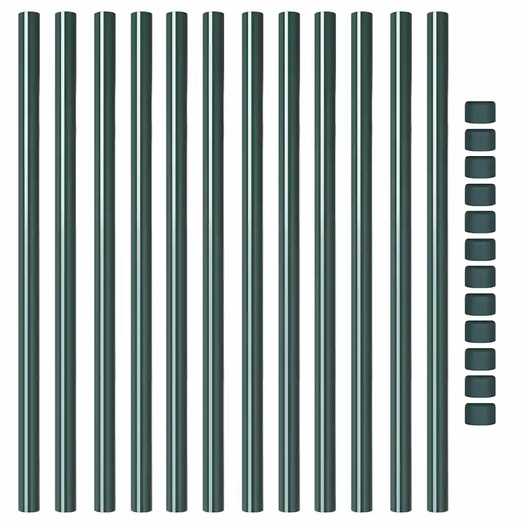 vidaXL Pali per Recinzione 12 pcs Verde 100 cm