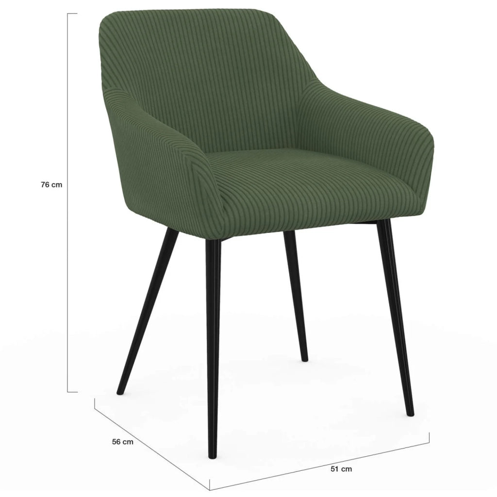 IDMarket - Set di 2 sedie e poltrone da pranzo JANY in velluto a coste color kaki