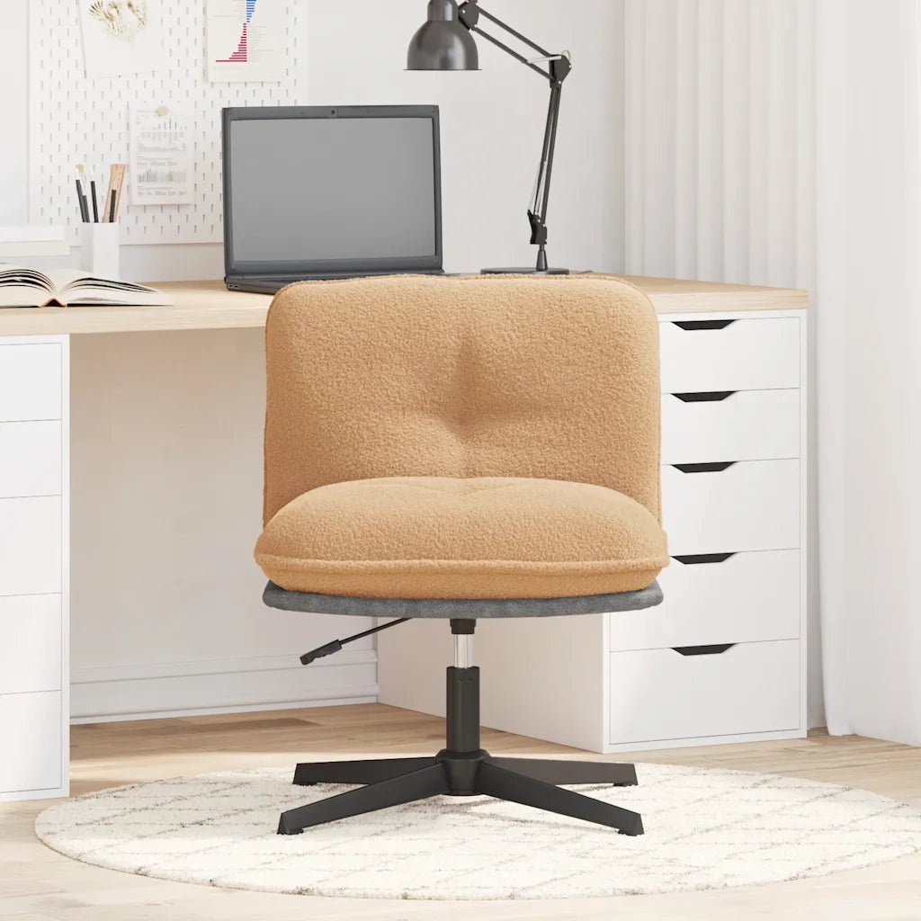 Sedia da Ufficio | Sedia da Gaming Girevole in Tessuto Riccio Beige Effetto Lana