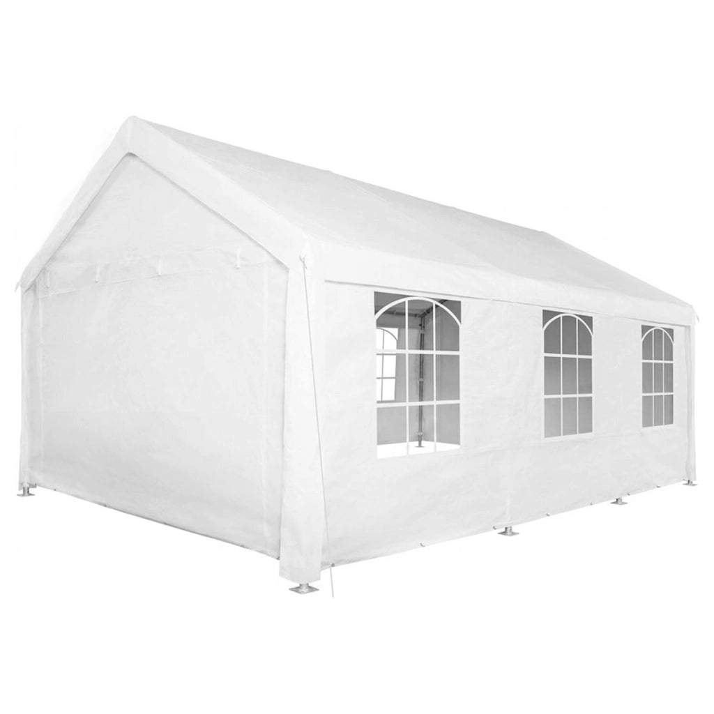 Gazebo Da Giardino Professionale Con Pareti Laterali Modulari E Finestre Cristalline Per Eventi Ricevimenti Catering Copertura Outdoor Resistente Impermeabile 6 x 4 x 3.15 Metri Bianco