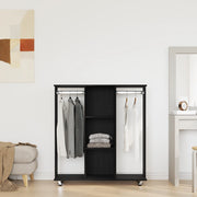 Armadio con ruote in rovere nero 102x38x110 cm in legno ingegnerizzato