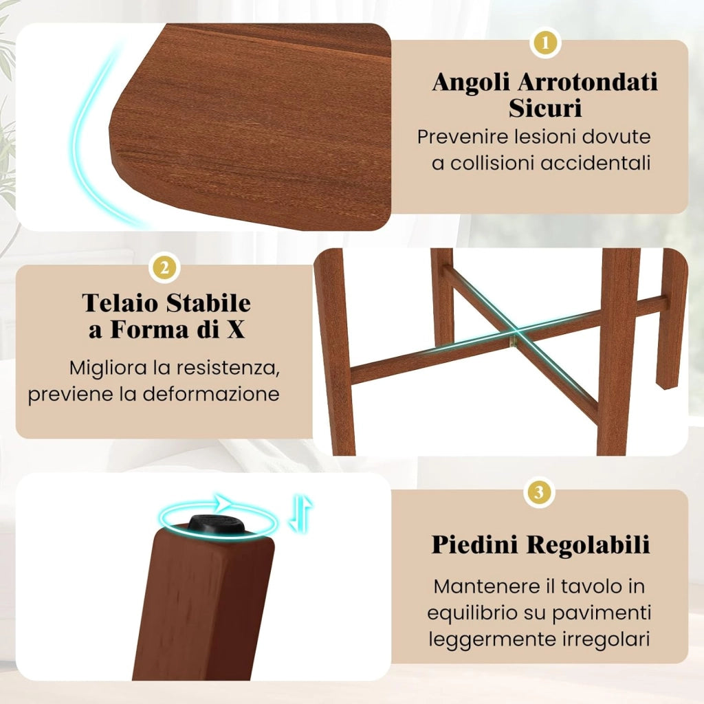 Tavolo da Pranzo Quadrato per 2-4 Persone, Tavolo Pieghevole in Legno con 2 Pannelli a Ribalta e Gambe in Legno di Gomma Solide, per Cucina e Sala da Pranzo, 90 x 90 x 74,5 cm