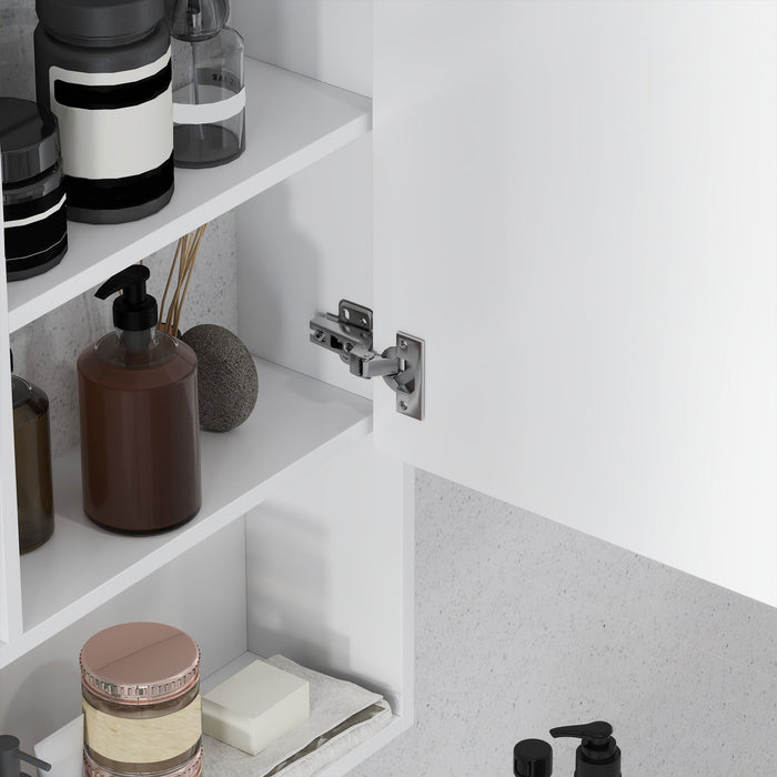 Armadietto con Specchio da Bagno con Mensole a Giorno 60x15x76cm Bianco