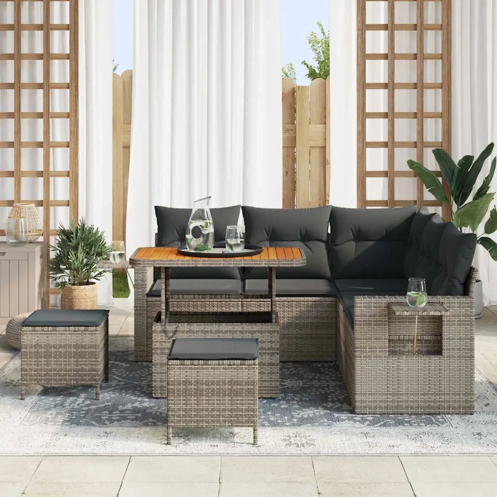 Set Divano da Giardino 8 pcs Grigio polyrattan 3361748