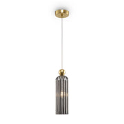 Sospensione Contemporanea Antic Metallo Oro 1 Luci Diffusore In Vetro Grigio