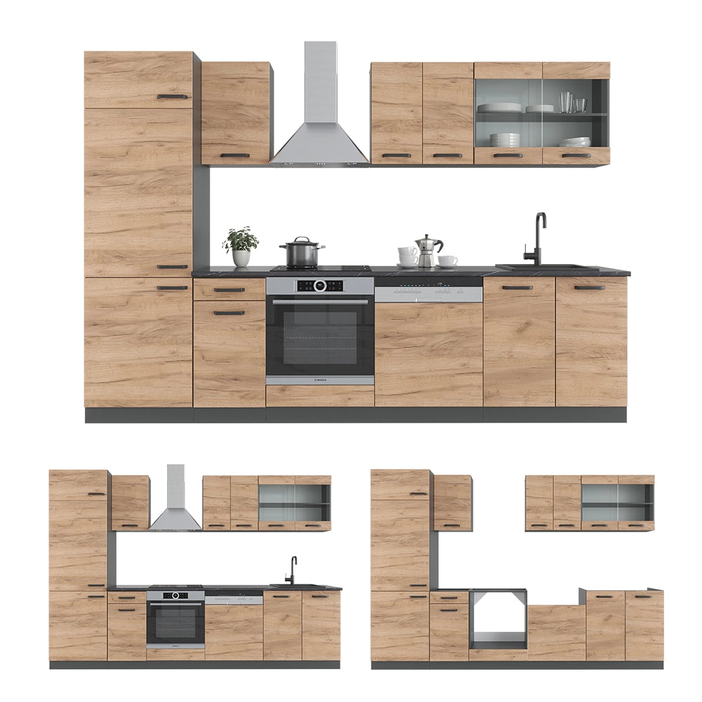 Vicco Cucina componibile Quercia dorata/antracite 300 cm , PL Antracite