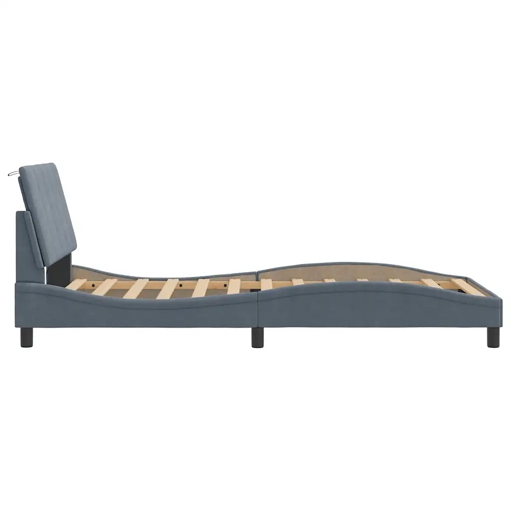 Giroletto con LED senza Materasso-Struttura Letto Hanko Grigio Scuro 100x200 cm in Velluto