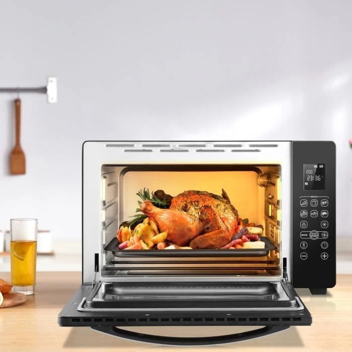 CONTINENTAL EDISON CEMF45DIG - Miniforno elettrico 45L nero - 2000W - Girarrosto, Convezione naturale