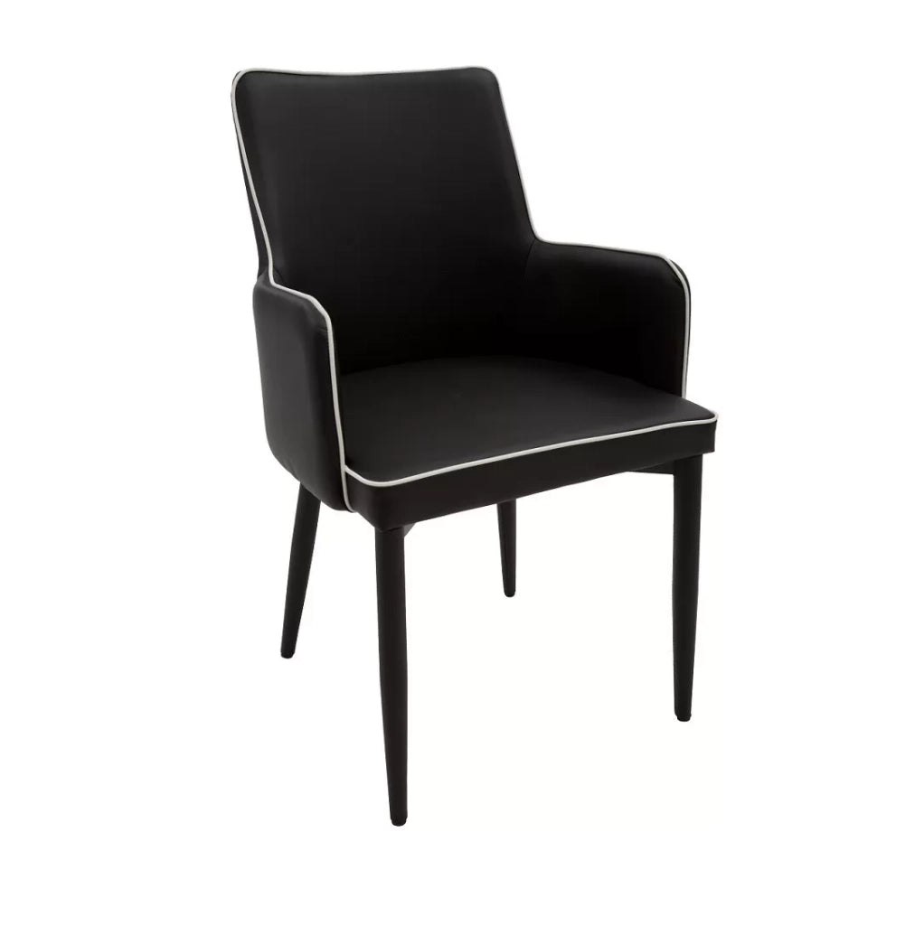 Set 4 poltrone in tessuto nero con bordo bianco misure l.55 h.89 p.54 hs.49 (699) - Mobili 2G