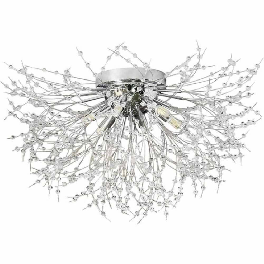 Trade Shop - Lampadario Soffitto Plafoniera Argento Moderna Cristalli Fuochi Artificio G9 Pn-13a -