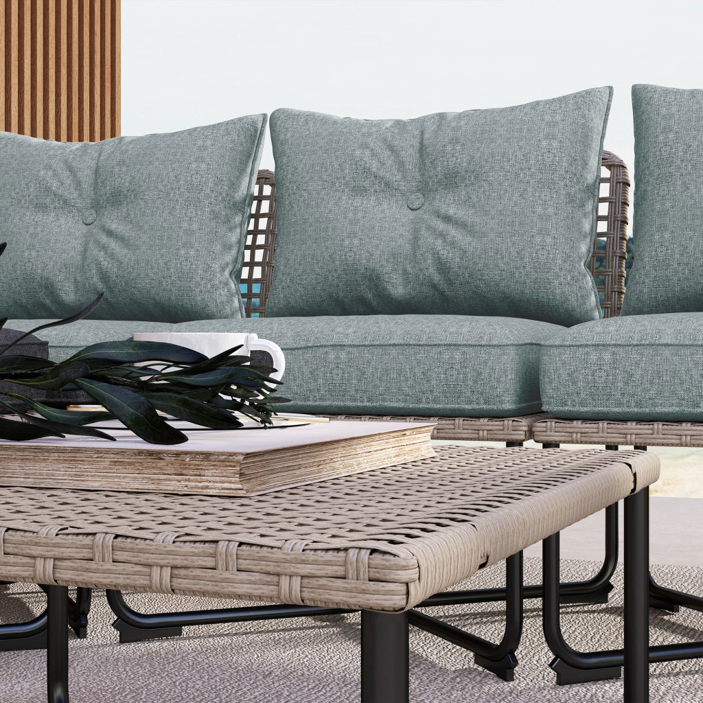 Set Giardino 5 Pezzi in Rattan con Sedie e Tavolini ¨C zephmum ¨C Grigio