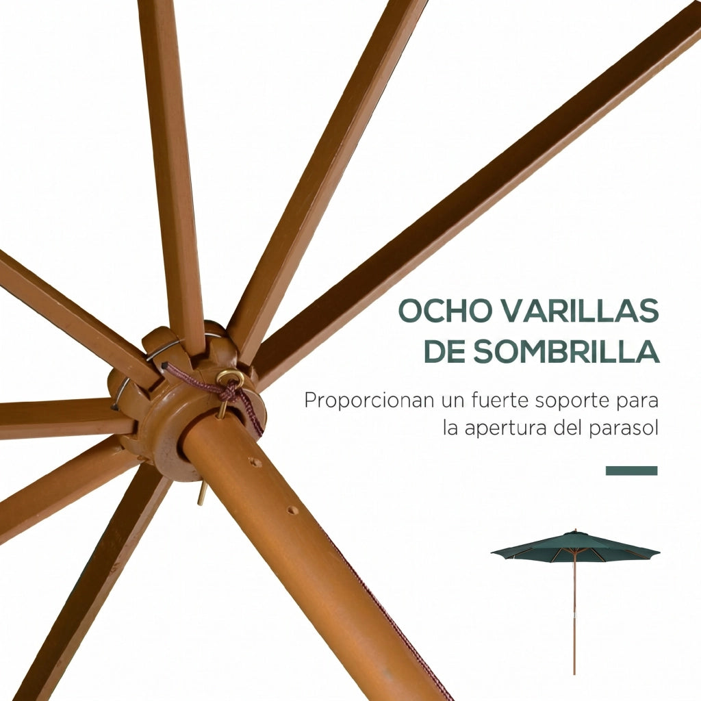 Ombrellone da Giardino ¨C Zephmum ¨C Verde 300x250 cm Legno