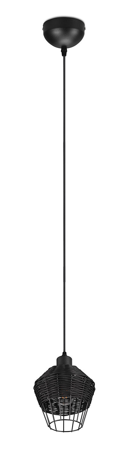 Lampada a Sospensione da Interno Attacco E27 in Tessuto Nero