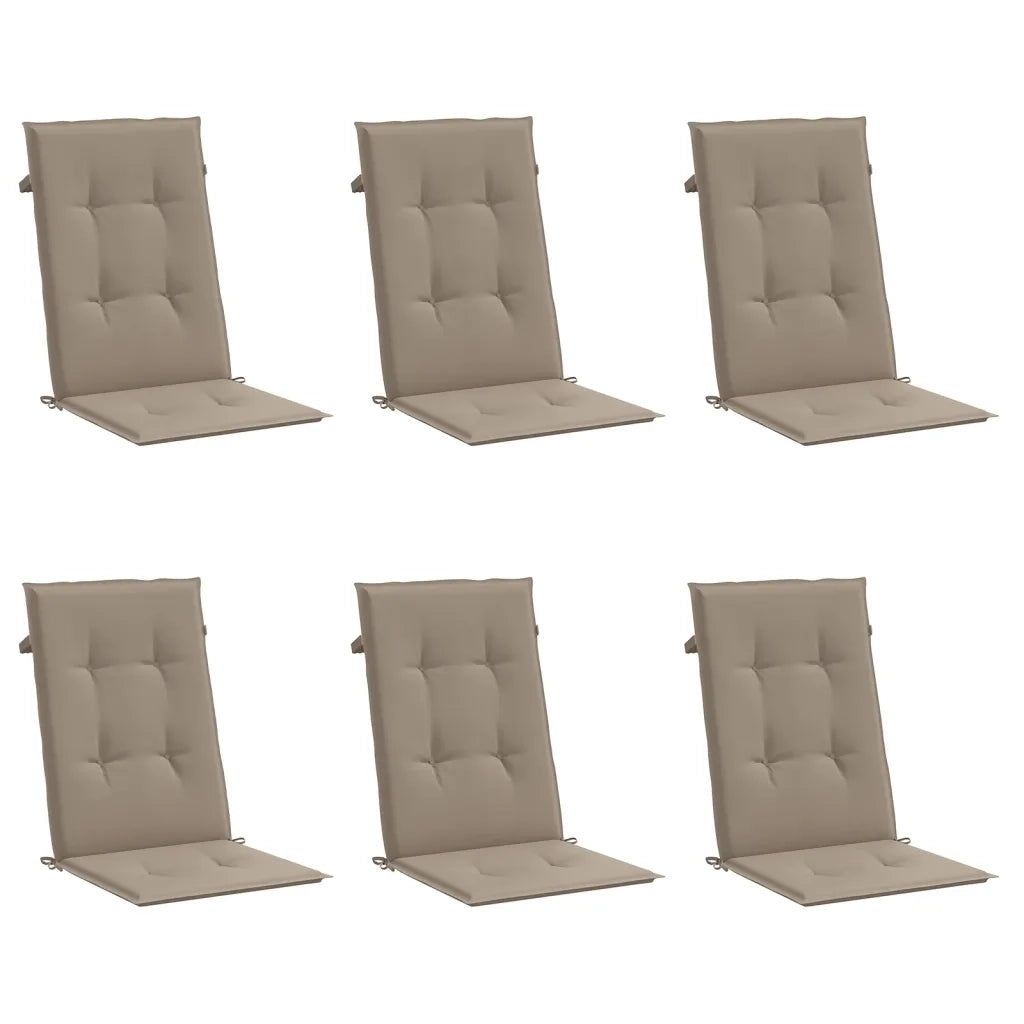 Cuscini per Sedie Alte 6 pz Tortora 120x50x3 cm in Tessuto 314112
