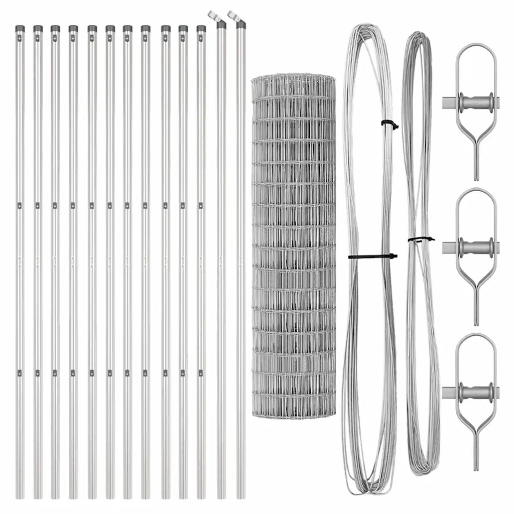 Recinzione con Posto Argento 1,2 x 25 m Acciaio e PVC